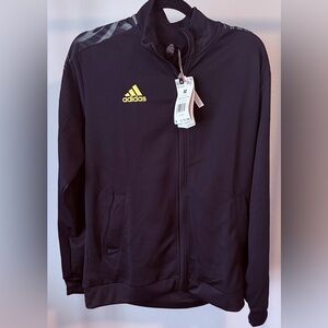 Adidas Men's Black Windbreaker with Yellow Logo
